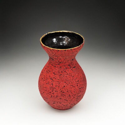 אגרטל אבנית גסה בעבודת יד – אדום עם ציפוי זהב 24 קראט