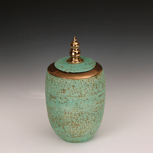 Handcrafted Rough Alabaster Container with 24K Gold Accents