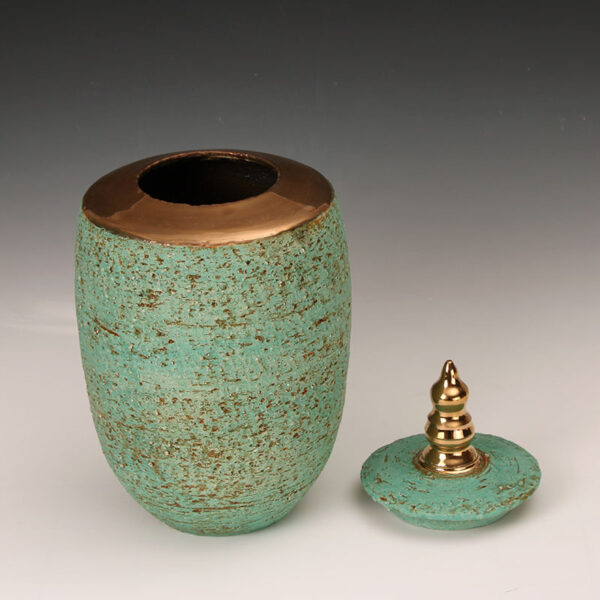 Handcrafted Rough Alabaster Container with 24K Gold Accents - Image 2