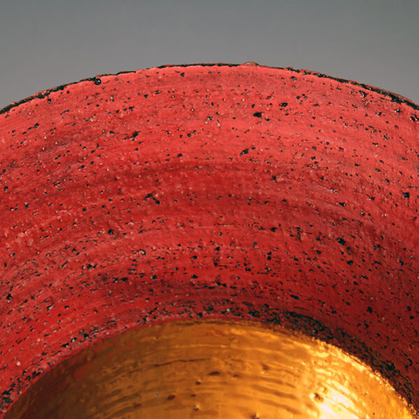 Handcrafted Red Rough Stoneware Bowl with 24K Gold Interior - Image 5