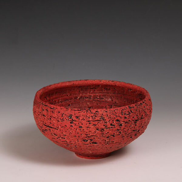 Handcrafted Rough Stoneware Bowl – Red with 24 Karat Gold Plated Center - Image 4