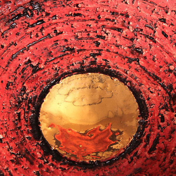 Handcrafted Rough Stoneware Bowl – Red with 24 Karat Gold Plated Center - Image 3